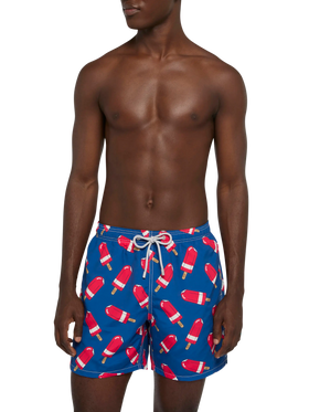 Mid-length Gustavia swim-shorts with Fior di Fragola print | ALGIDA SPECIAL EDITION - MC2 Saint Barth