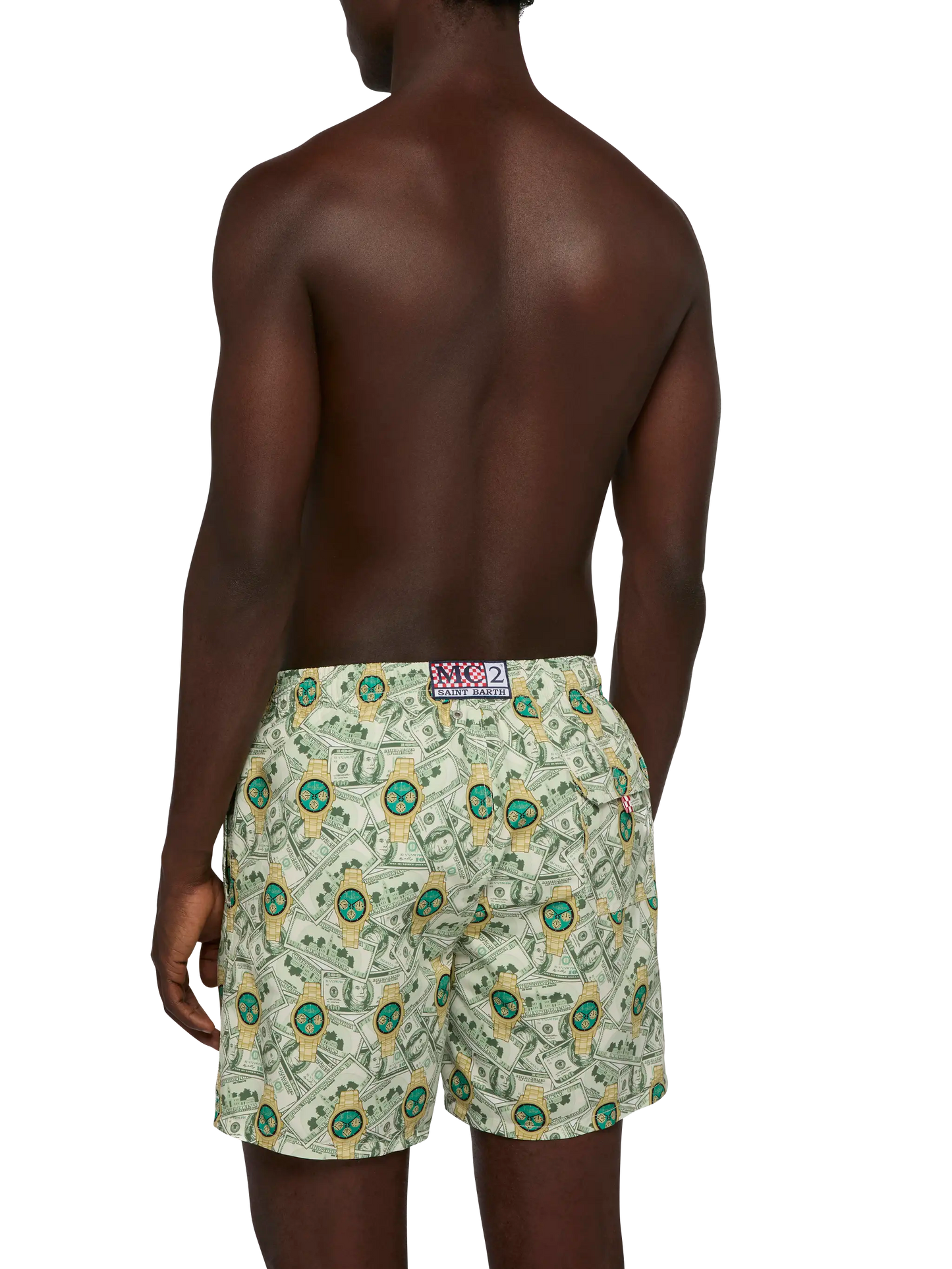 Mid-length Gustavia swim-shorts with watches print - MC2 Saint Barth