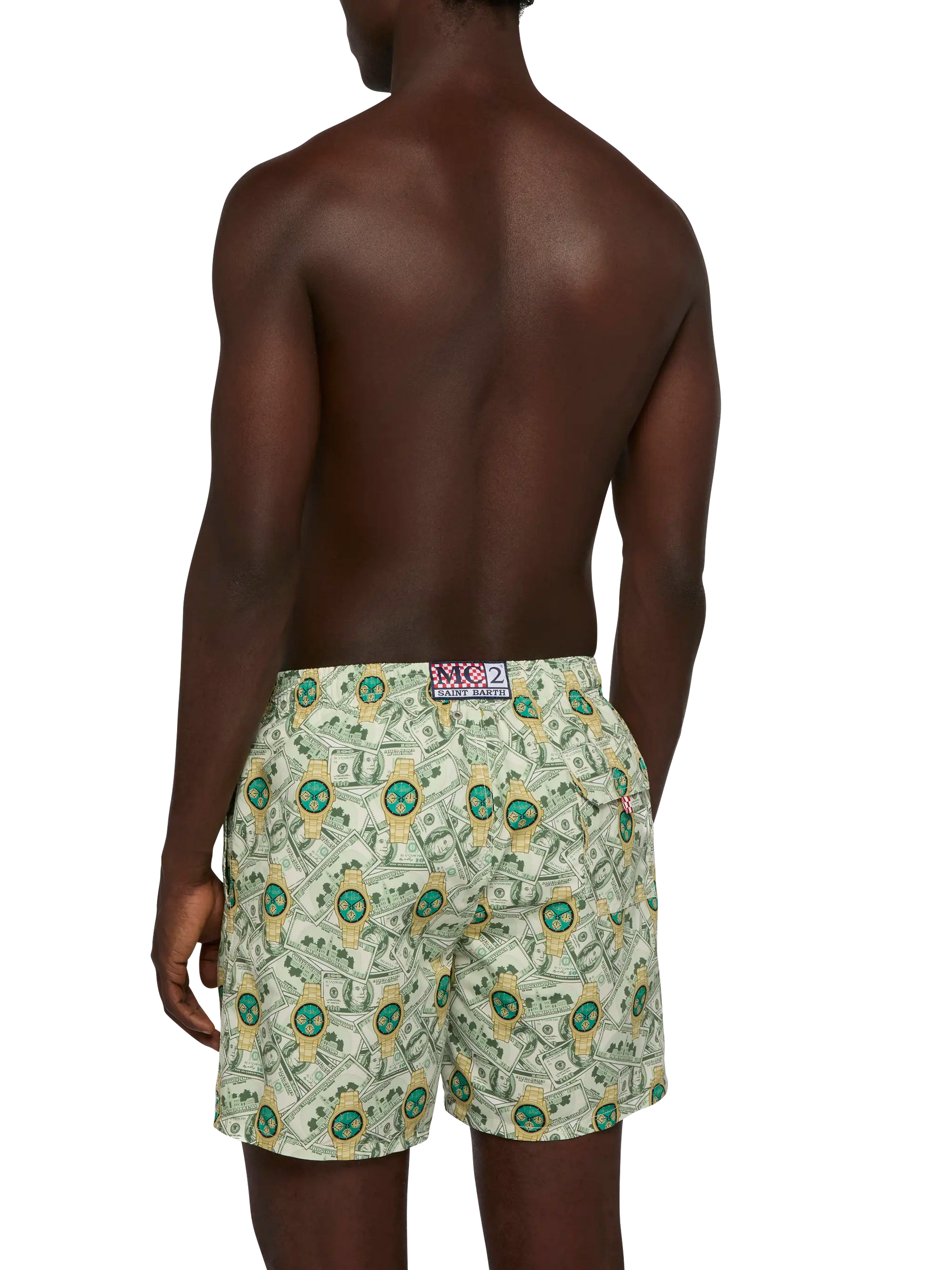Mid-length Gustavia swim-shorts with watches print - MC2 Saint Barth
