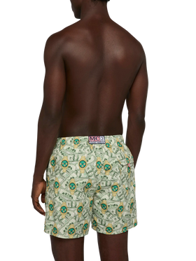 Mid-length Gustavia swim-shorts with watches print - MC2 Saint Barth