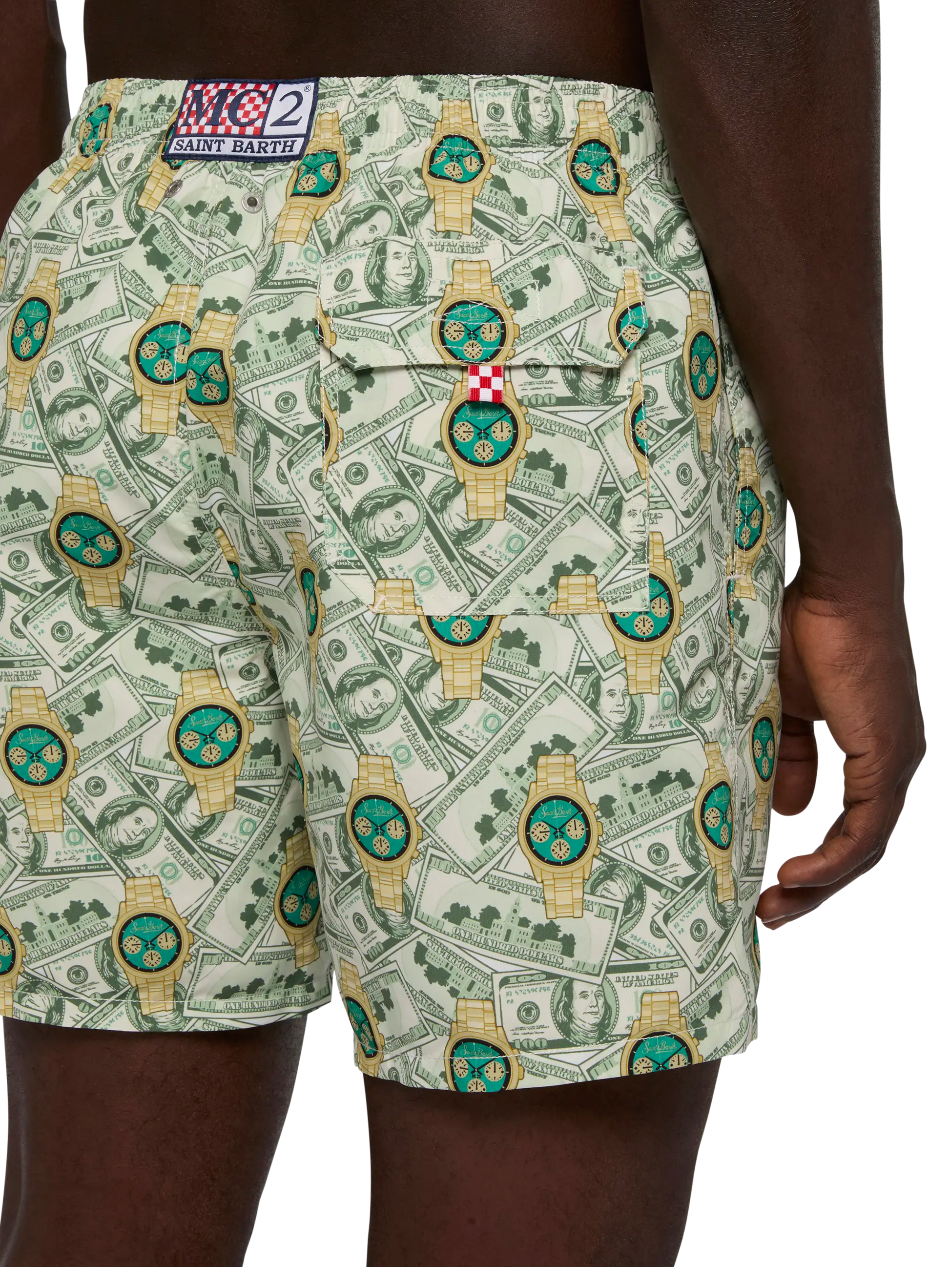 Mid-length Gustavia swim-shorts with watches print - MC2 Saint Barth