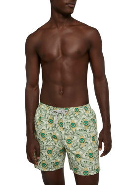 Mid-length Gustavia swim-shorts with watches print - MC2 Saint Barth