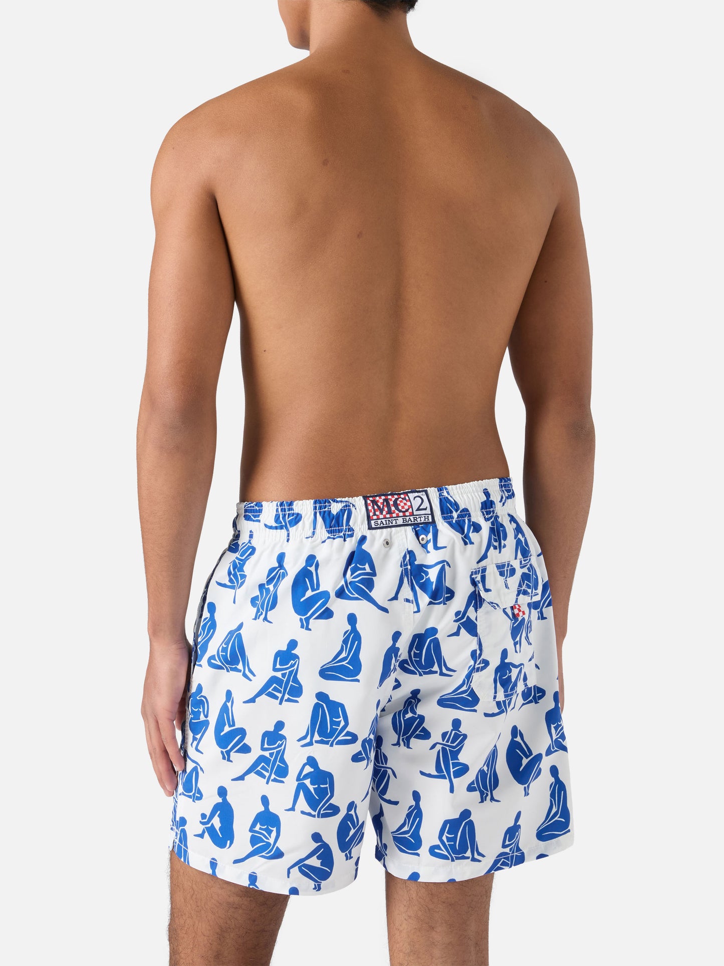 Mid-length Gustavia swim-shorts with tattoo print