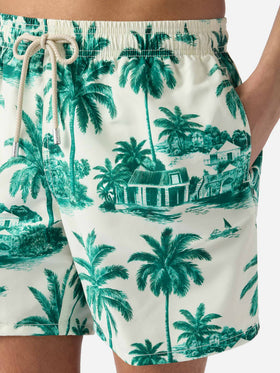Short de bain Gustavia à imprimé toile de Jouy verte | Special Edition 