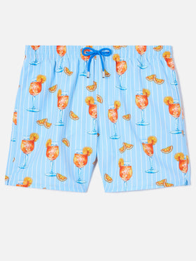 Bañador corto a rayas Gustavia con estampado de cócteles | Special Edition 