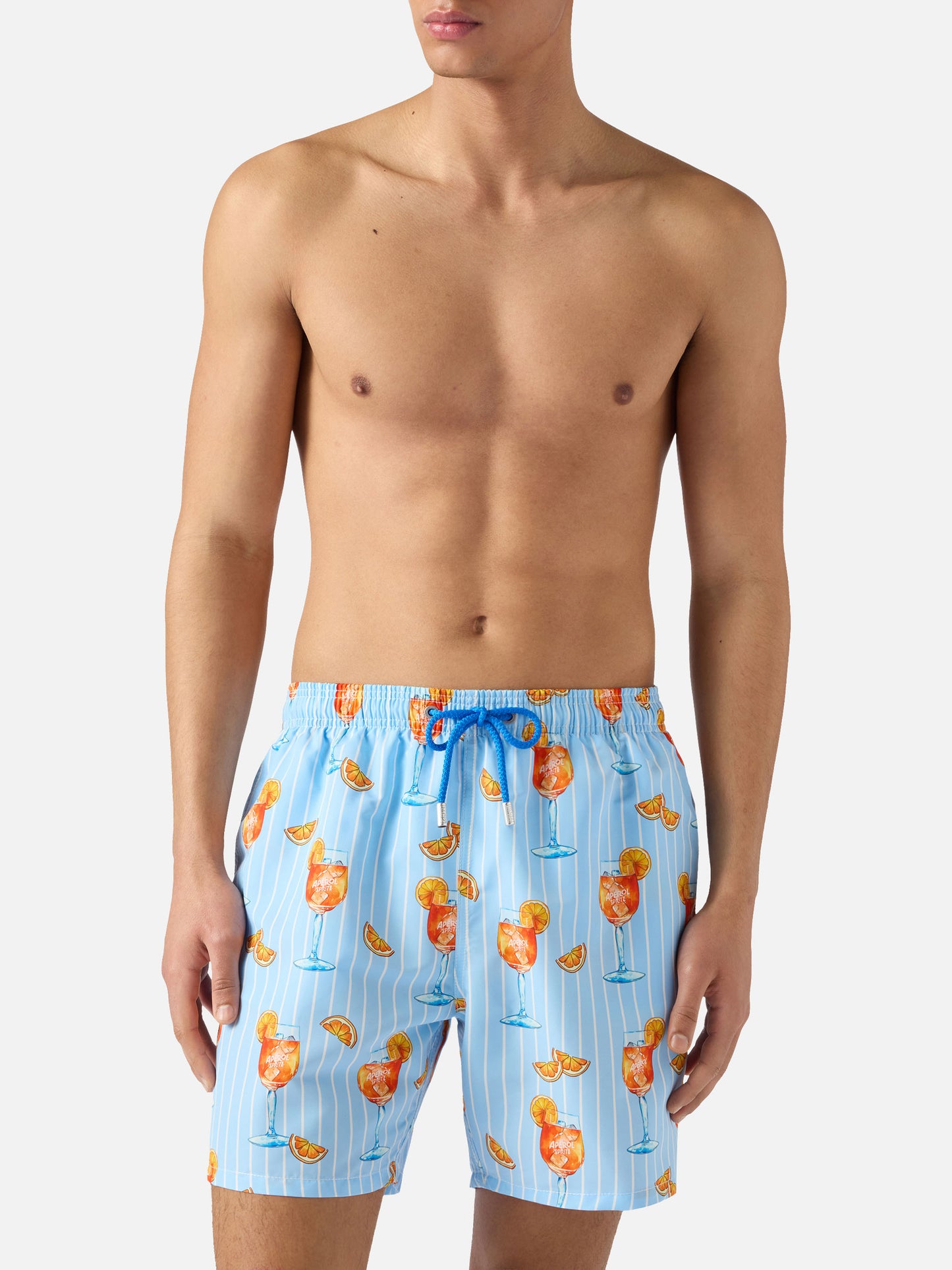 Bañador corto a rayas Gustavia con estampado de cócteles | Special Edition 