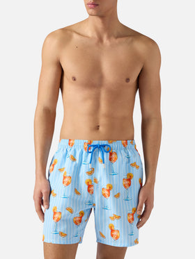 Bañador corto a rayas Gustavia con estampado de cócteles | Special Edition 