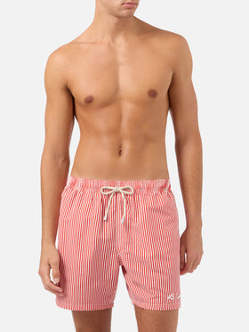 Gustavia rot gestreifte Badeshorts mit AS Cannes-Stickerei | AS CANNES SPECIAL EDITION 