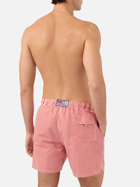 Gustavia rot gestreifte Badeshorts mit AS Cannes-Stickerei | AS CANNES SPECIAL EDITION 
