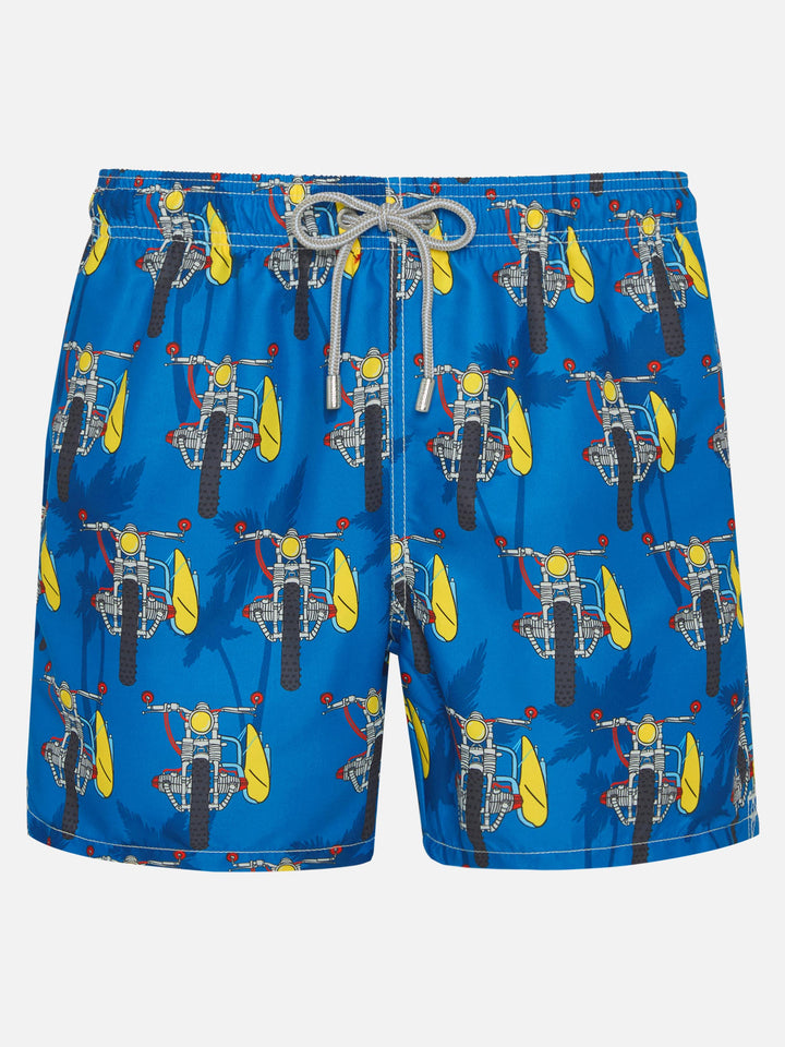 Mittellange Badeshorts mit Surfmotorrad