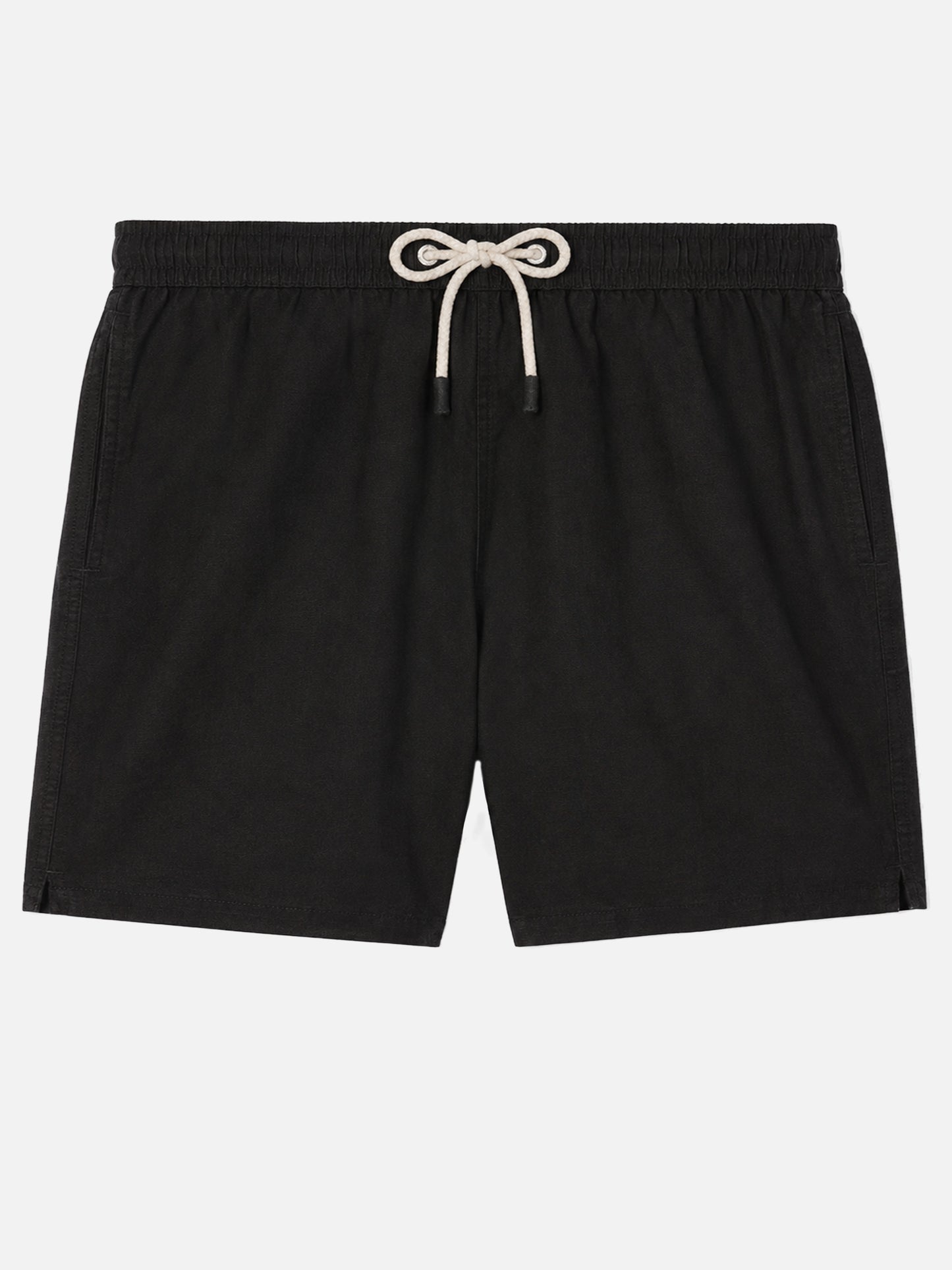 Short de bain en lin uni noir Gustavia 