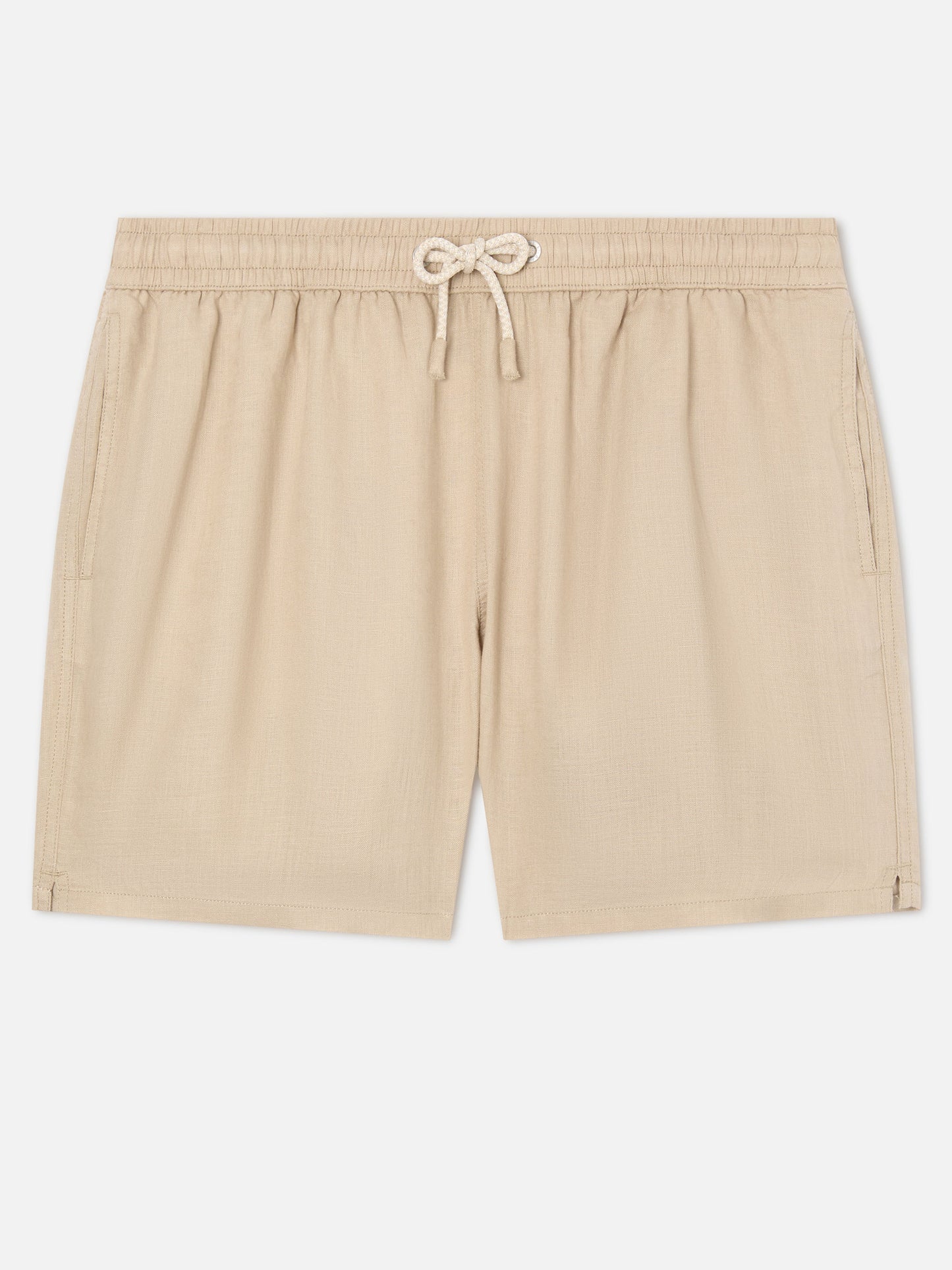 Gustavia beige plain-color linen swim shorts