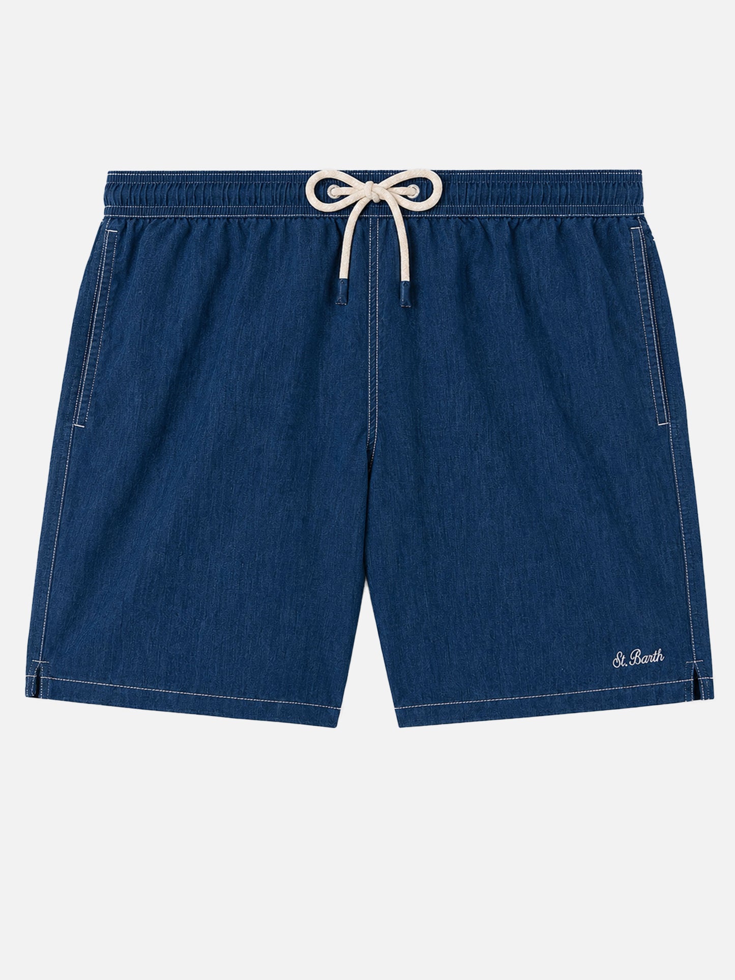 Bañador corto de lino denim blue Gustavia 