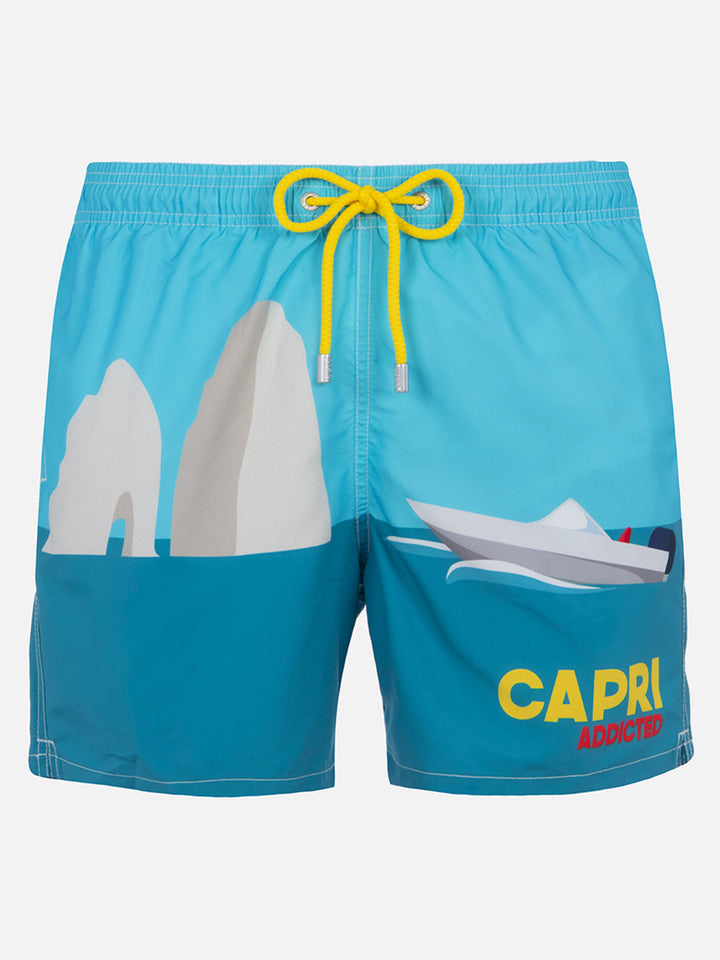 Mittellange Gustavia-Badeshorts für Herren mit Capri-Aufdruck