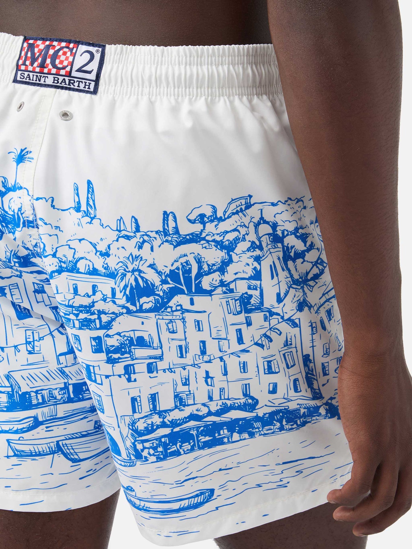 Gustavia white Portofino placed print swim shorts
