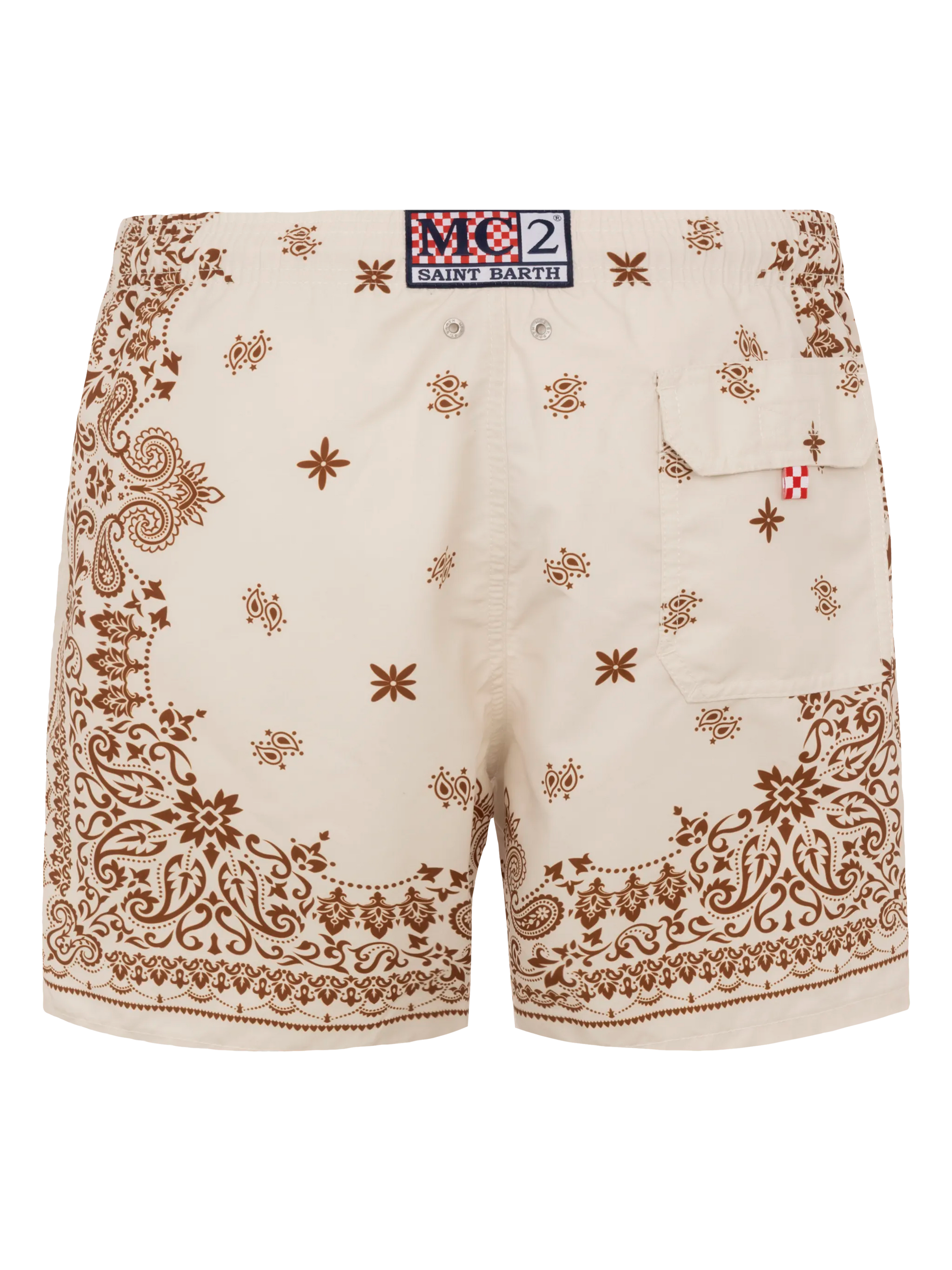 Mid-length Gustavia swim-shorts with bandanna placed print - MC2 Saint Barth