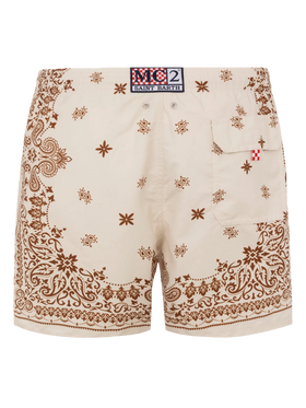 Mid-length Gustavia swim-shorts with bandanna placed print - MC2 Saint Barth