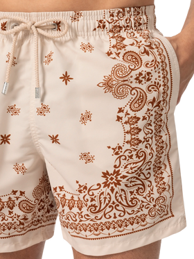Mid-length Gustavia swim-shorts with bandanna placed print - MC2 Saint Barth