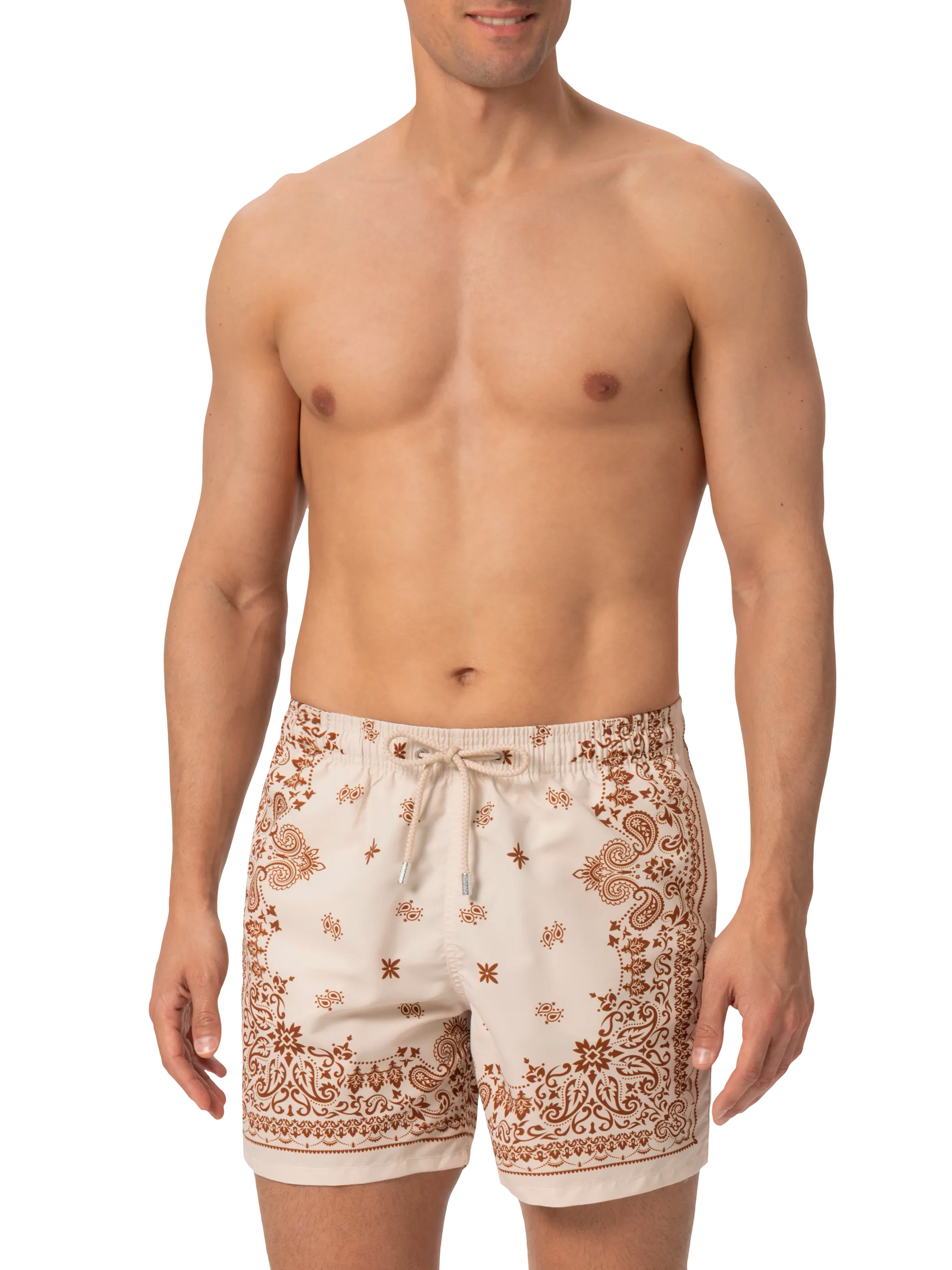 Mid-length Gustavia swim-shorts with bandanna placed print - MC2 Saint Barth