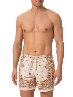 Mid-length Gustavia swim-shorts with bandanna placed print - MC2 Saint Barth