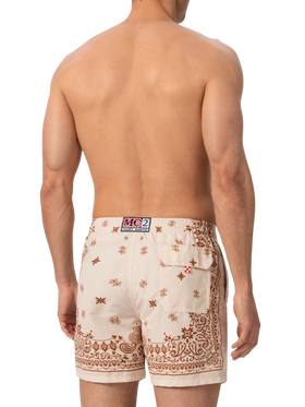 Mid-length Gustavia swim-shorts with bandanna placed print - MC2 Saint Barth