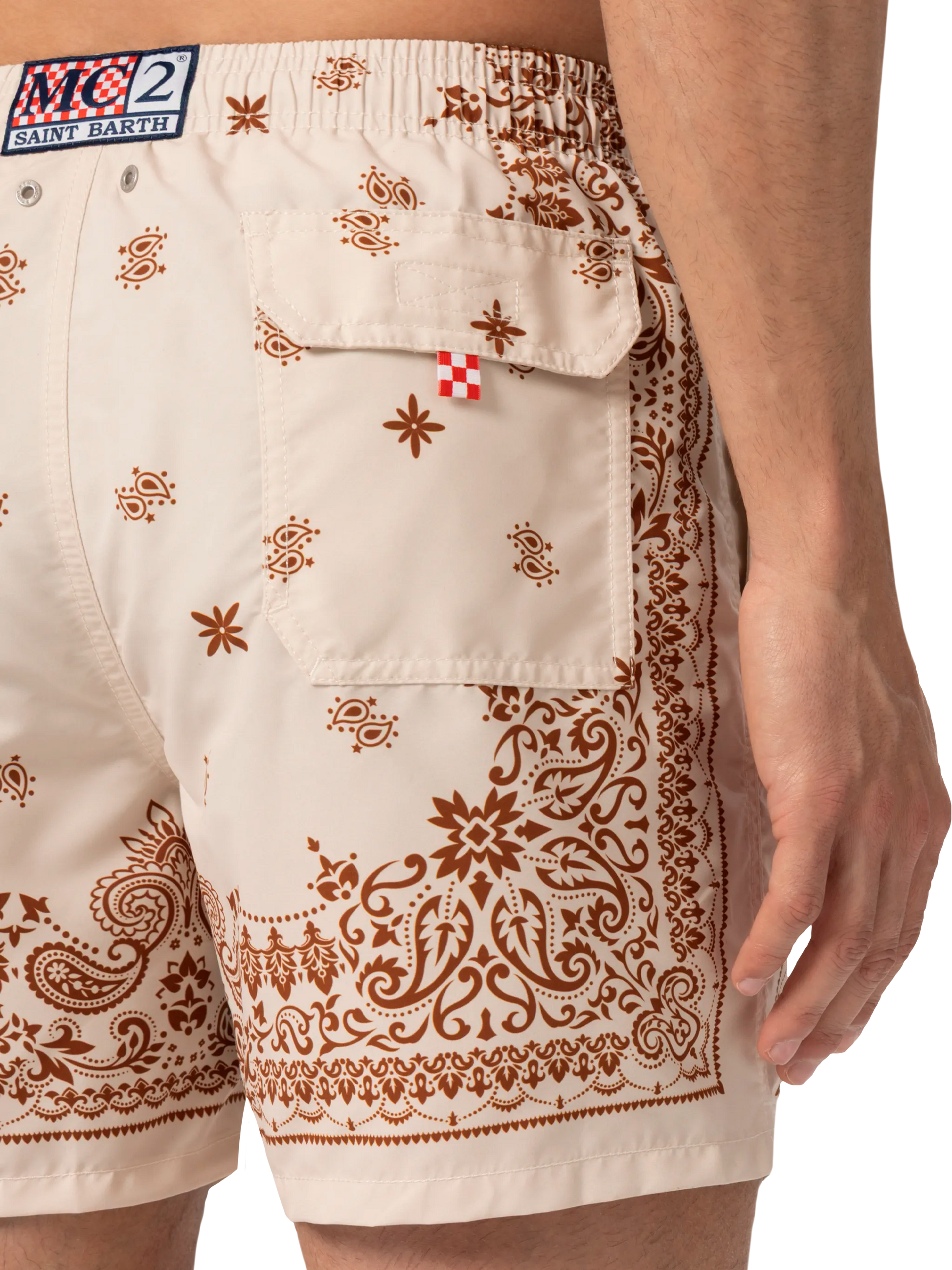 Mid-length Gustavia swim-shorts with bandanna placed print - MC2 Saint Barth