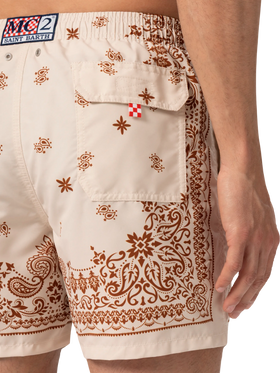 Mid-length Gustavia swim-shorts with bandanna placed print - MC2 Saint Barth