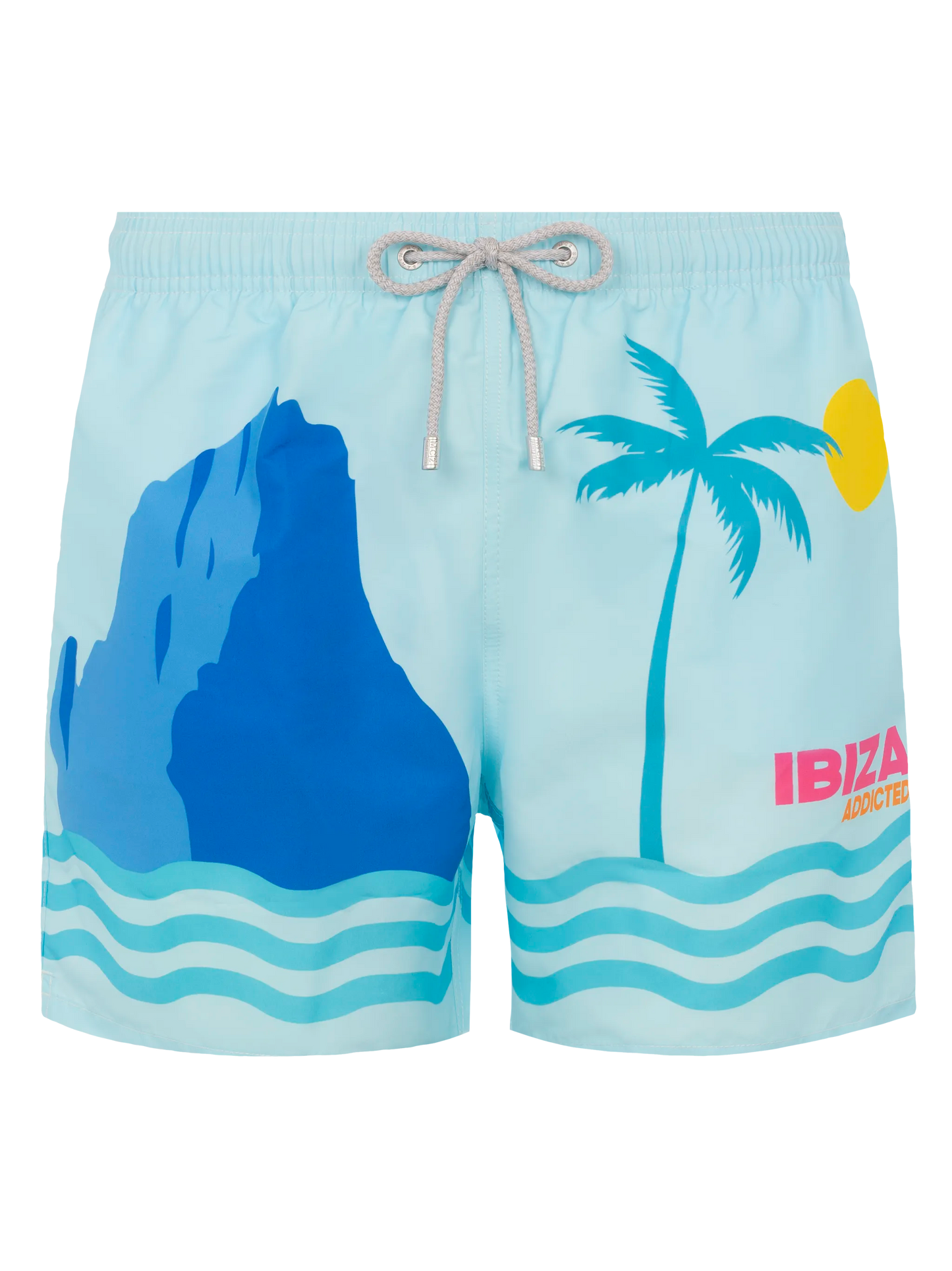 Mid-length Gustavia swim-shorts with Ibiza postcard placed print - MC2 Saint Barth