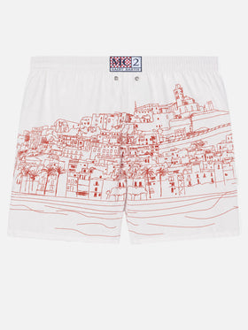 Short de bain mi-long Gustavia avec imprimé placé Ibiza 