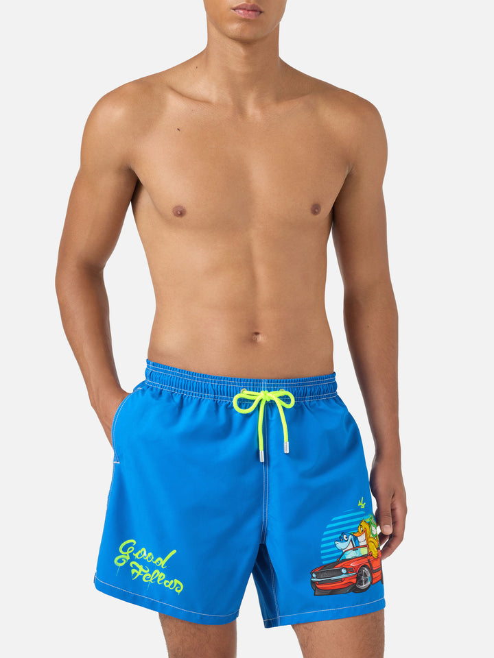Gustavia green Cryptopuppets Good Fellas placed print swim shorts | Special Edition