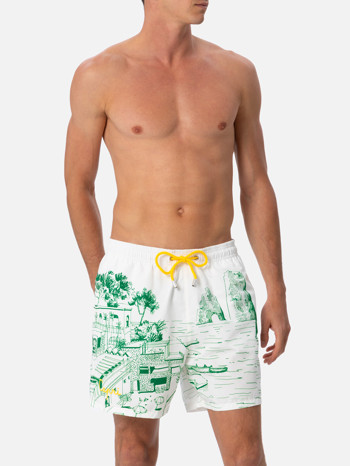 Man mid-length Gustavia swim-shorts with Capri placed print - MC2 Saint Barth