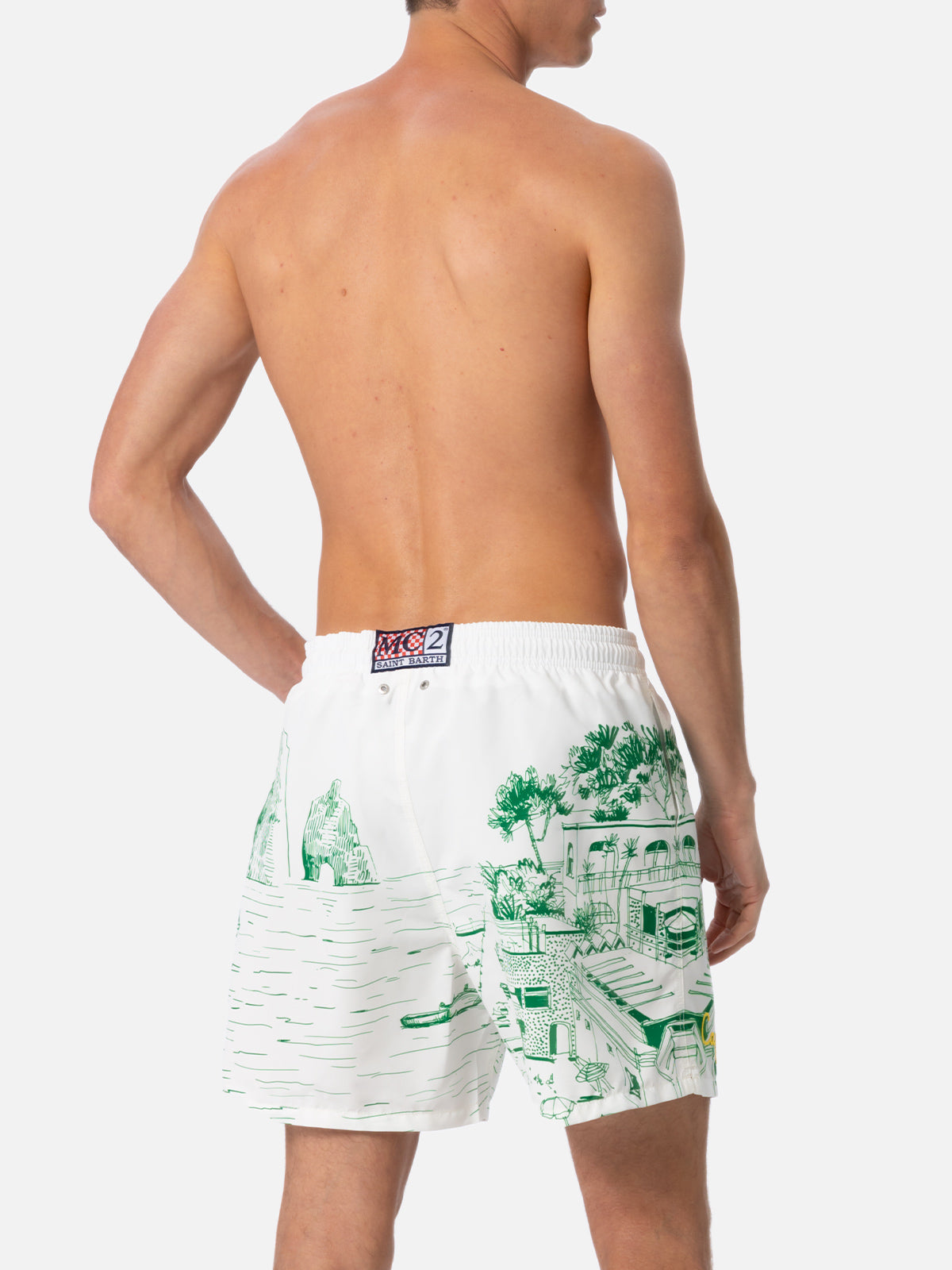 Man mid-length Gustavia swim-shorts with Capri placed print - MC2 Saint Barth