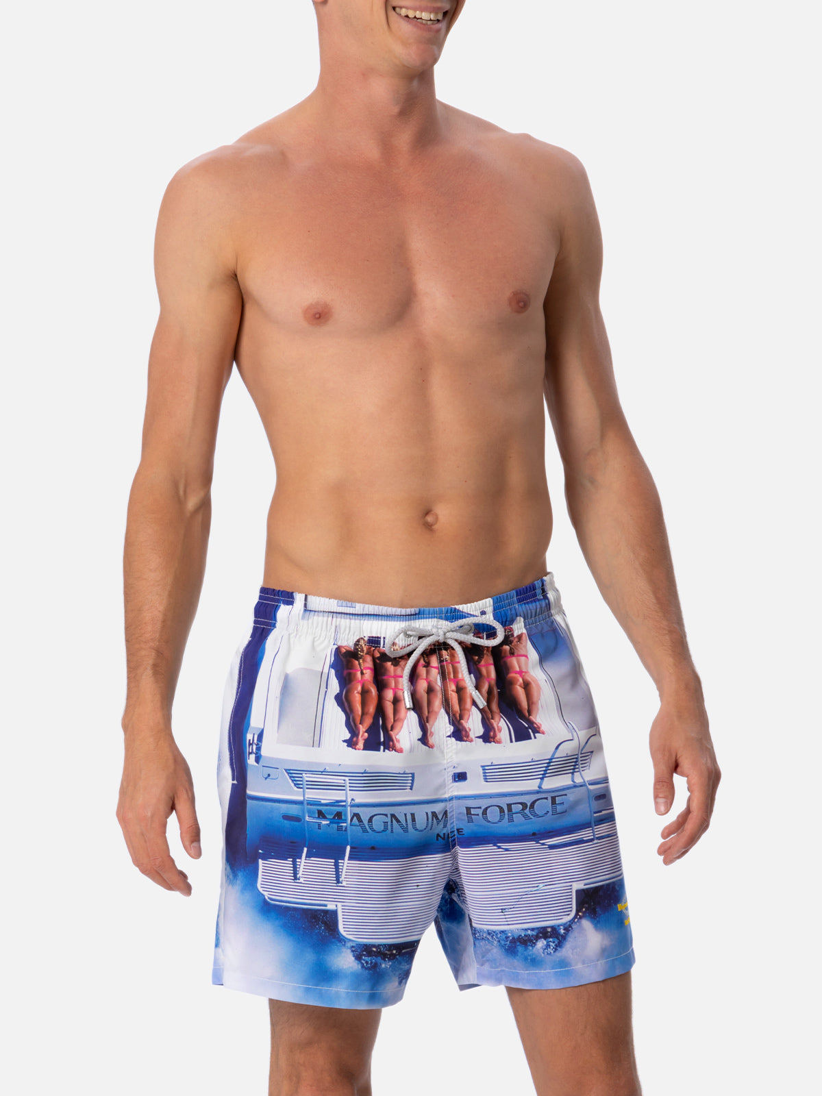 Man mid-length Gustavia swim-shorts with placed print| MAGNUM MARINE SPECIAL EDITION - MC2 Saint Barth