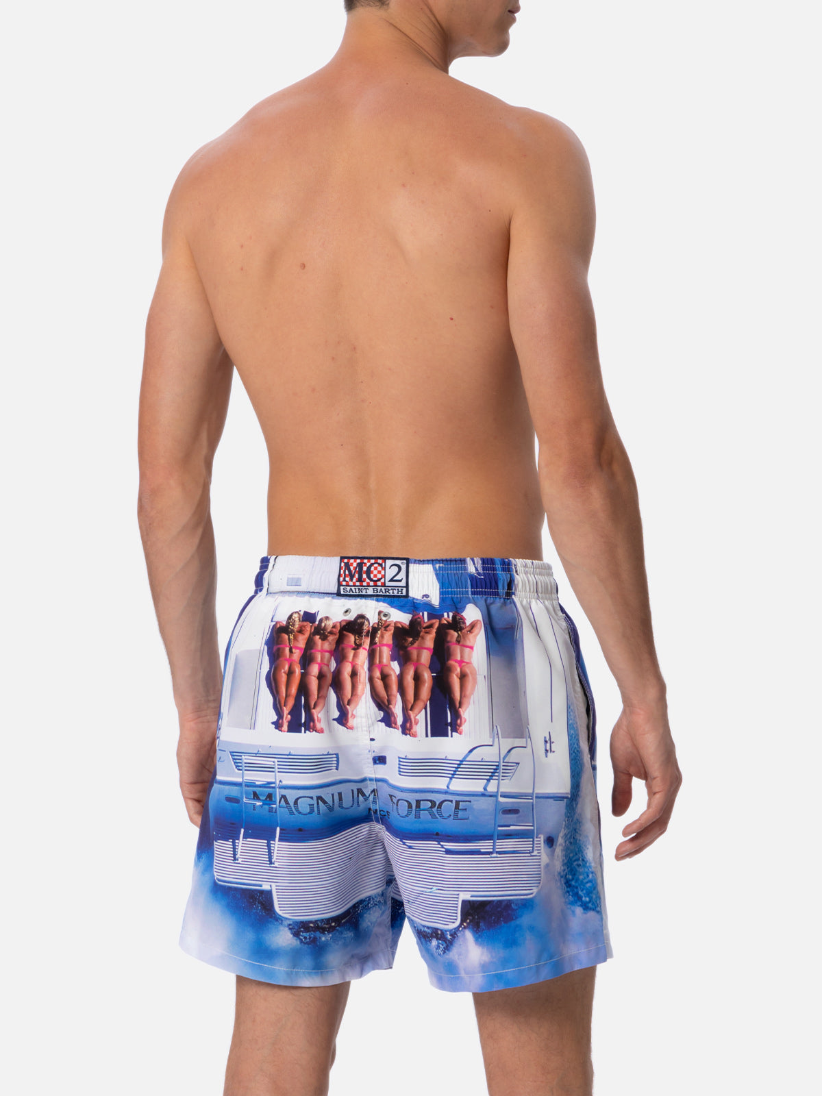 Man mid-length Gustavia swim-shorts with placed print| MAGNUM MARINE SPECIAL EDITION - MC2 Saint Barth