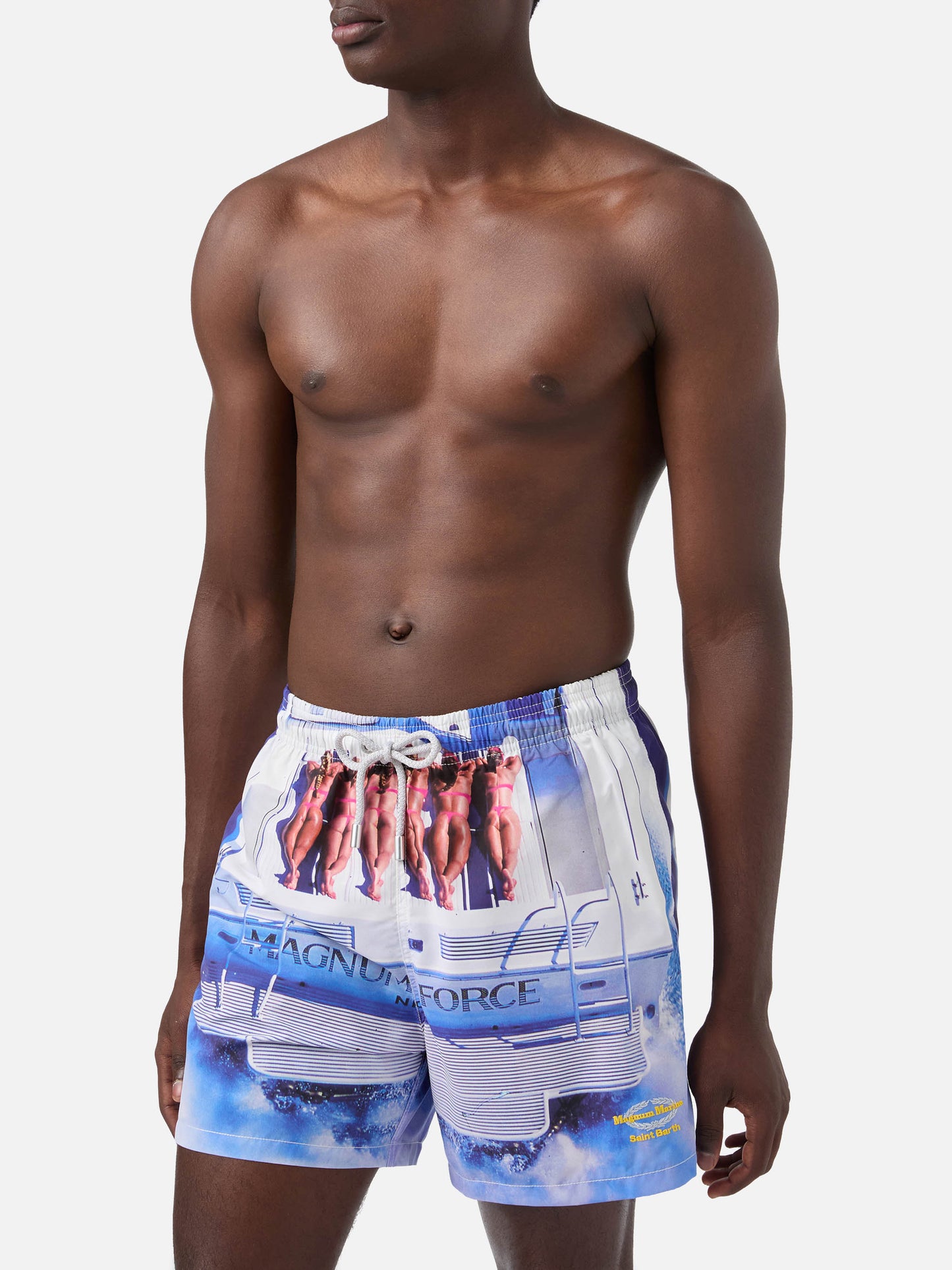 Mittellange Badeshorts Gustavia für Herren mit platziertem Aufdruck | MAGNUM MARINE SPECIAL EDITION
