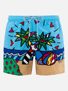 Mittellange Badeshorts Gustavia für Herren mit platziertem Aufdruck von Britto Design | ©BRITTO SPECIAL EDITION