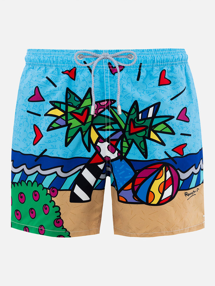 Costume da bagno da uomo lunghezza media Gustavia con stampa piazzata disegno Britto| EDIZIONE SPECIALE BRITTO