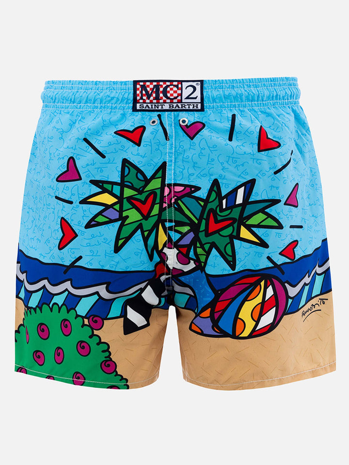 Costume da bagno da uomo lunghezza media Gustavia con stampa piazzata disegno Britto| EDIZIONE SPECIALE BRITTO
