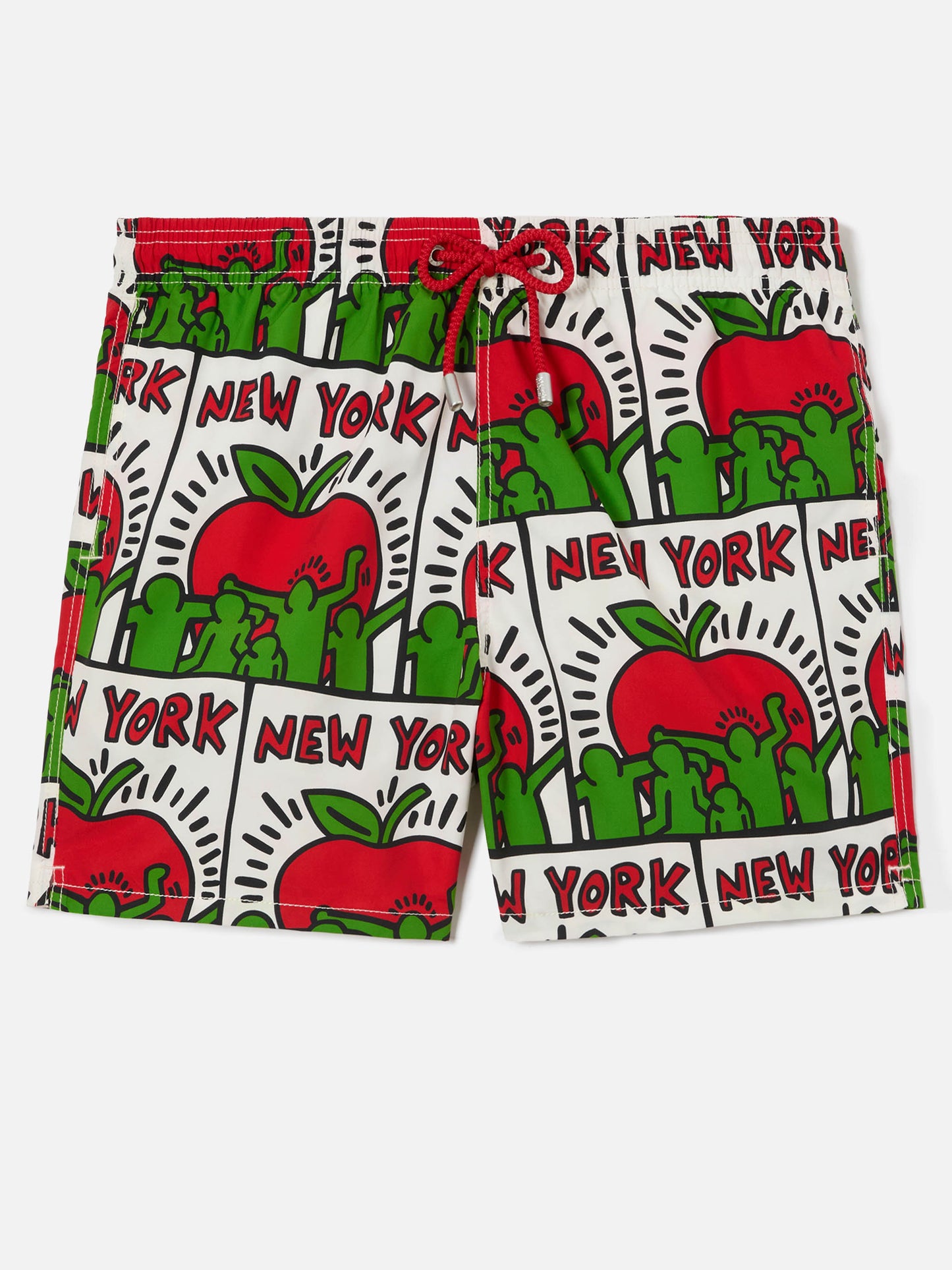 Bañador corto Gustavia blanco con estampado posicionado Keith Haring NY | Edición Especial 