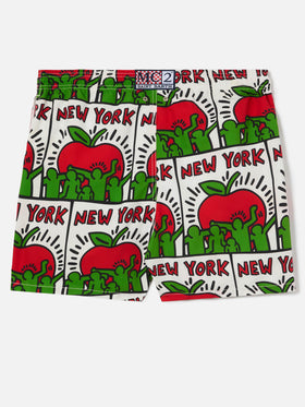 Bañador corto Gustavia blanco con estampado posicionado Keith Haring NY | Edición Especial 