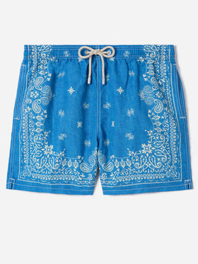 Bañador azul Gustavia con estampado bandana 