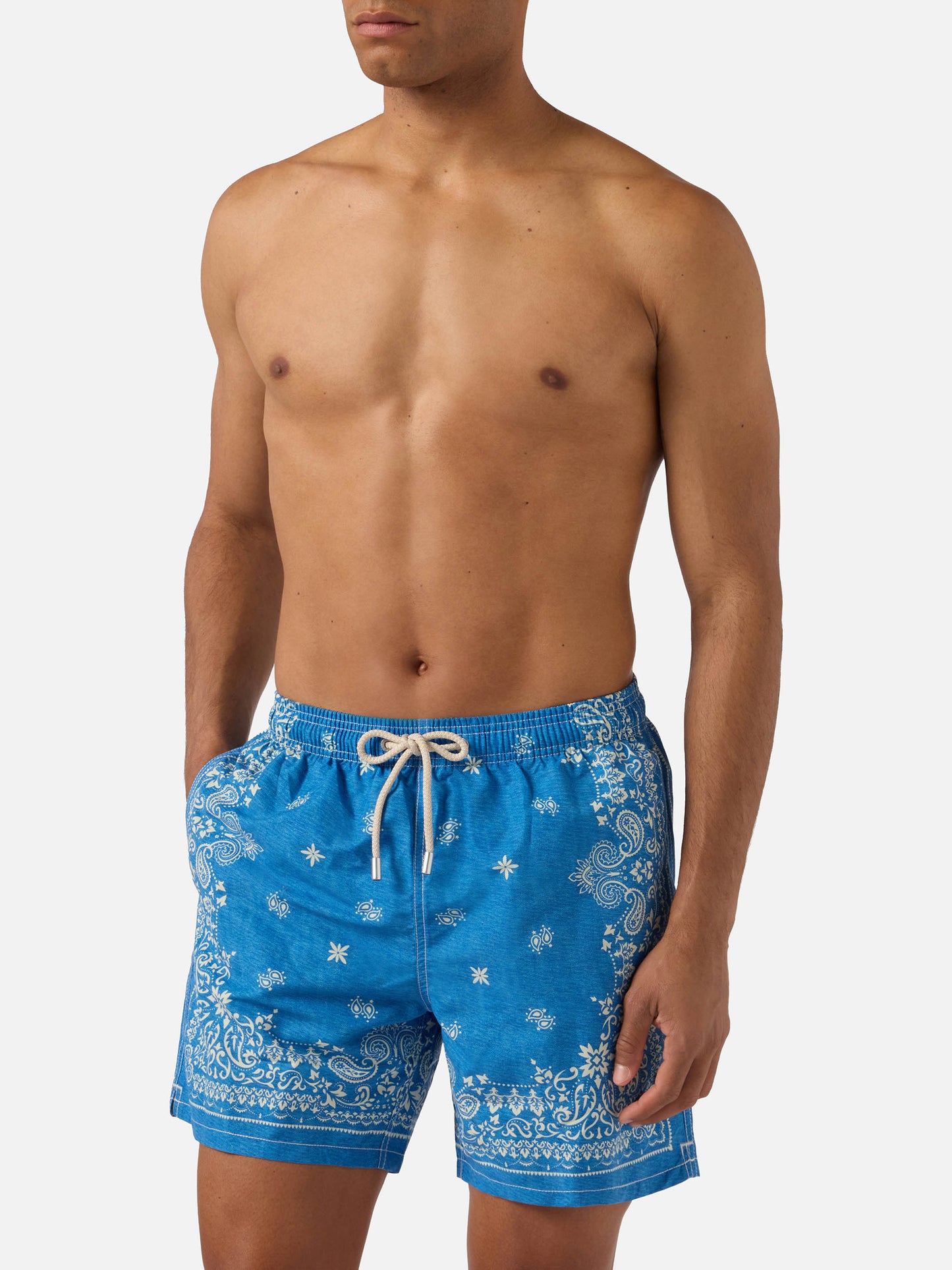 Bañador azul Gustavia con estampado bandana 