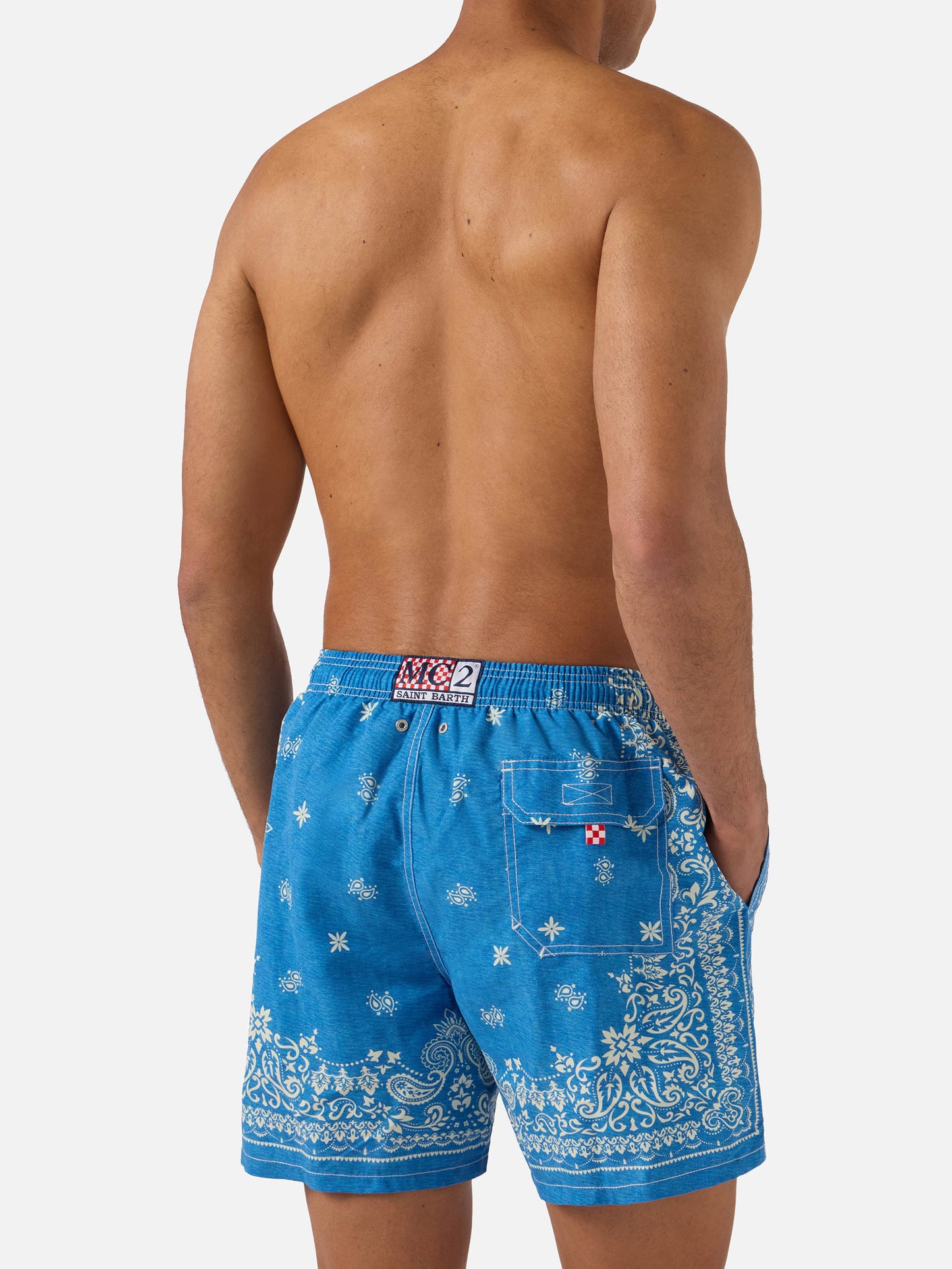 Bañador azul Gustavia con estampado bandana 
