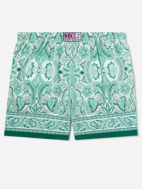 Gustavia swim shorts with green paisley print