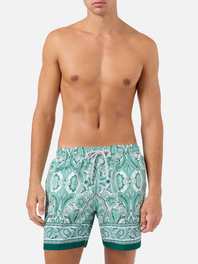 Costume mare Gustavia con stampa paisley verde