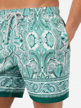 Costume mare Gustavia con stampa paisley verde