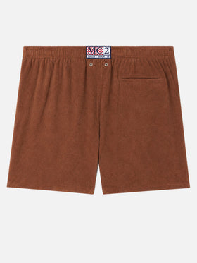 Gustavia terry swim shorts in brown