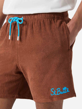 Gustavia Frottee-Badeshorts in Braun