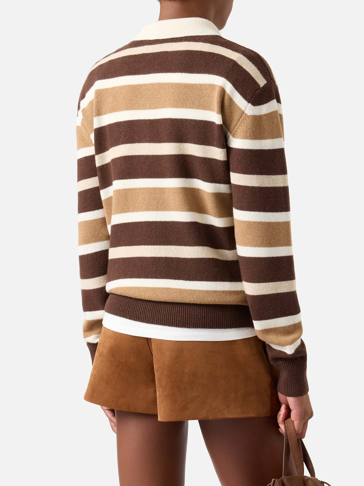 Maglia Hadidy in misto lana e cashmere con collo polo e righe multicolore