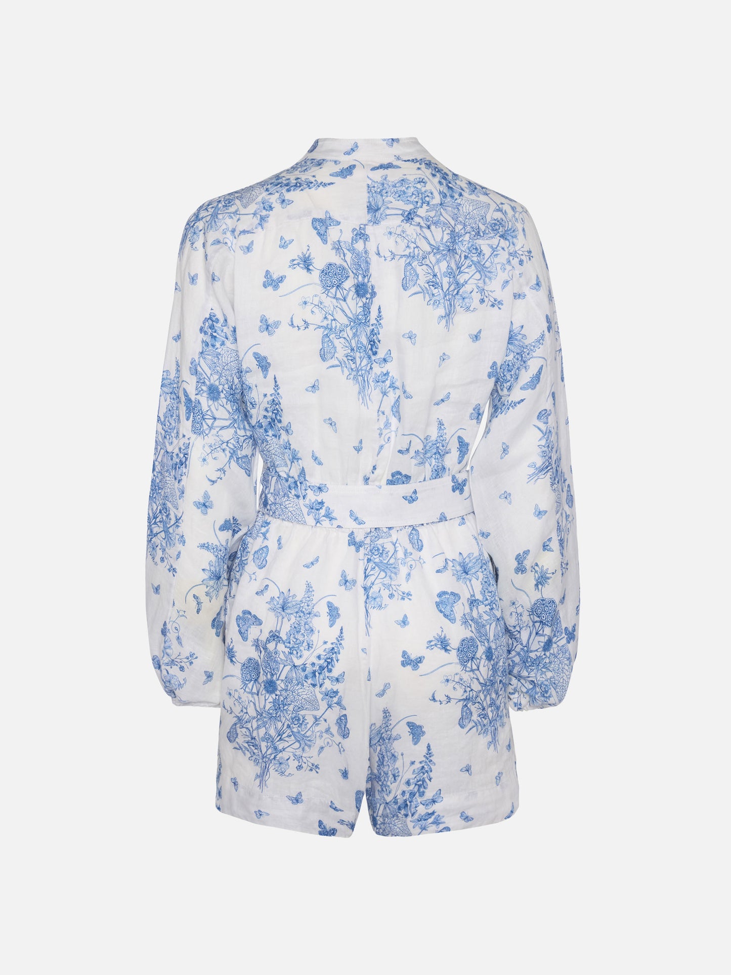 Hanniel tuta corta in lino con stampa butterfly toile de jouy